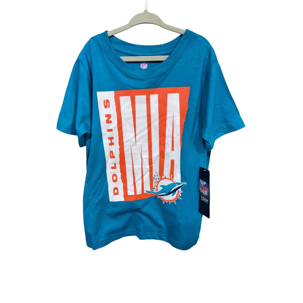 NFL Kids Size M-5/6 Teal Miami Dolphins T-Shirt Team Apparel MIA Graphic